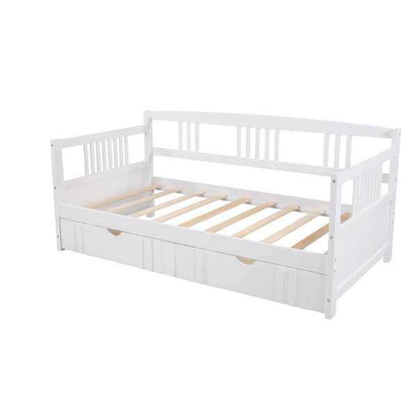 Twin Size Daybed Wood Bed with Two Drawers,White