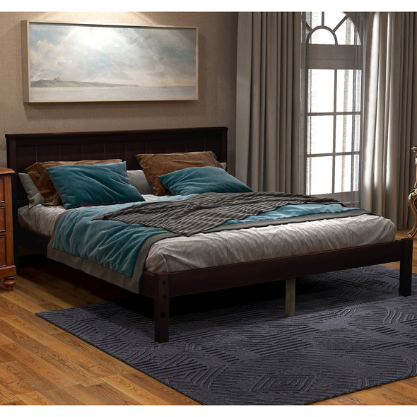 Platform Bed Frame with Headboard , Wood Slat Support , No Box Spring Needed ,Full,Espresso
