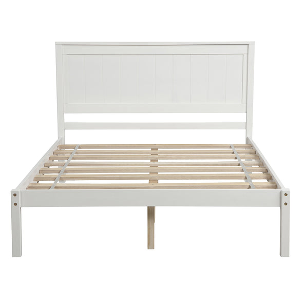 Platform Bed Frame with Headboard , Wood Slat Support , No Box Spring Needed ,Full,White
