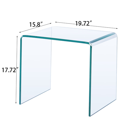 Small Clear Glass Side  End Table, Tempered Glass End Table Small Coffee Table