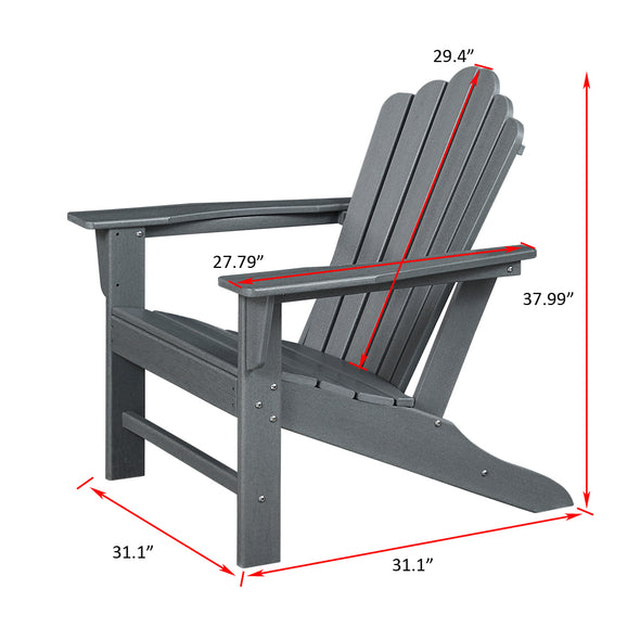Classic Outdoor Adirondack Chair Set of 2 for Garden Porch Patio Deck Backyard, Weather Resistant Accent Furniture, Slate Grey