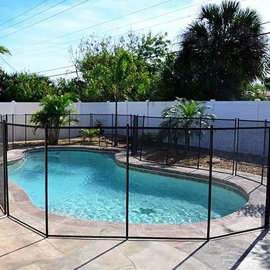 4x12 Ft Outdoor Pool Fence With Section Kit,Removable Mesh Barrier,For Inground Pools,Garden And Patio,Black