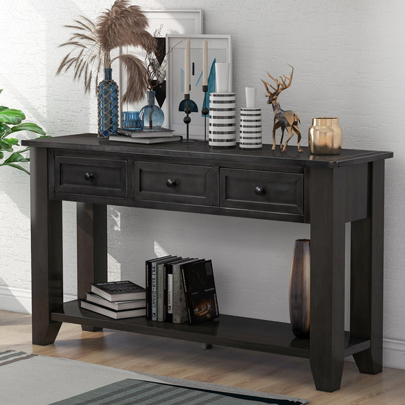 U_STYLE 55\\\'\\\' Modern Console Table Sofa Table for Living Room with 3 Drawers and 1 Shelf