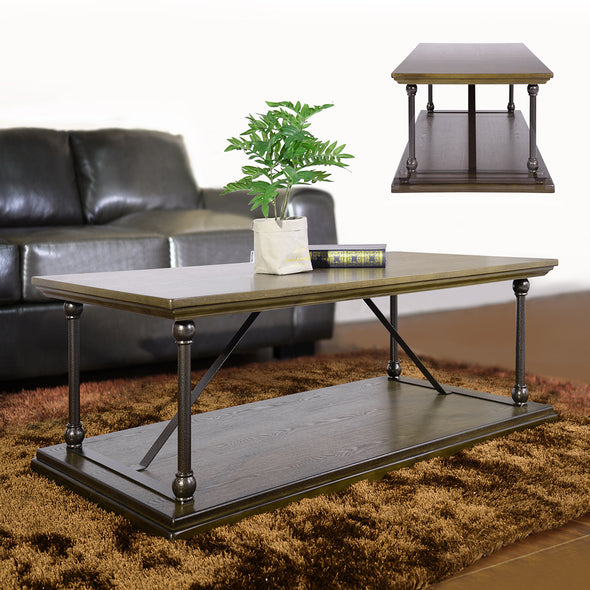 4 Legs Coffee Table with storage MDF with brown PVC veener