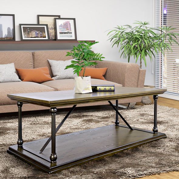 4 Legs Coffee Table with storage MDF with brown PVC veener