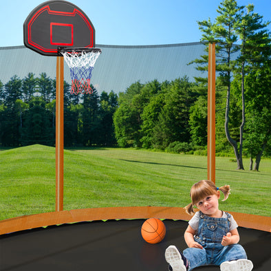 12FT Trampoline with Basketball Hoop Inflator and Ladder(Inner Safety Enclosure) Orange
