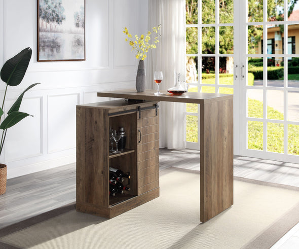 Quillon Bar Table, Rustic Oak Finish DN00153