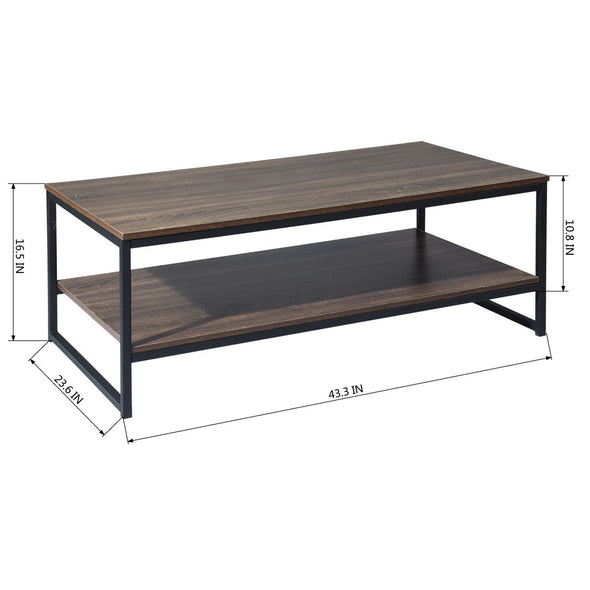 4 Legs Coffee Table with Storage and durable, black metal frame
