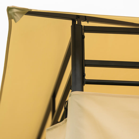 U-style Outdoor Gazebo Steel Fabric Rectangle Soft Top GazeboOutdoor Patio Dome Gazebo with Removable Curta