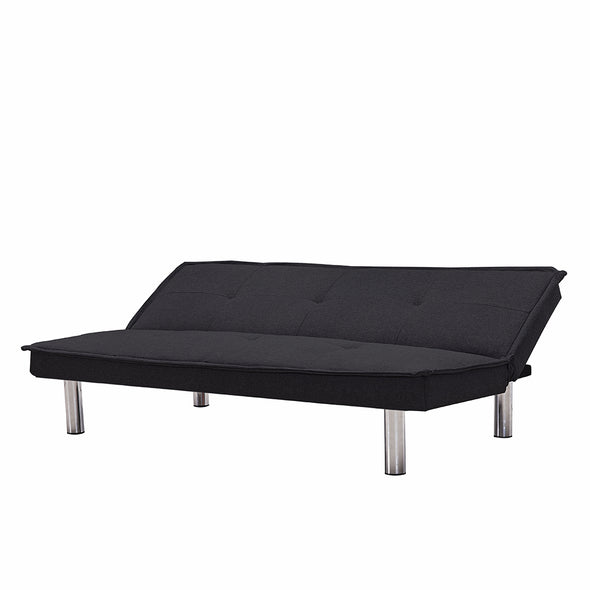 Black Fabric Sofa Bed  Convertible Folding Futon Sofa Bed Sleeper for Home Living Room .