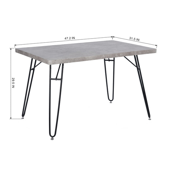 Dining Table, Kitchen Table for 4 People, 47.2  Rectangle Desk with Heavy Duty Solid Hairpin Legs, Cement
