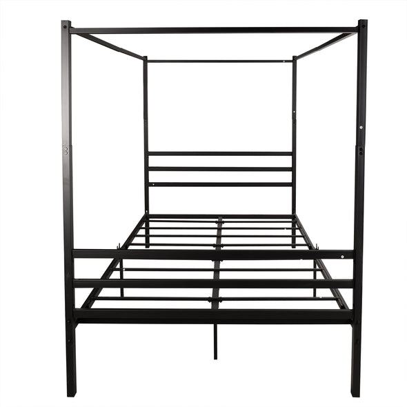Metal Canopy Bed Frame, Platform Bed Frame Queen with minimalism style Frame , Queen Black