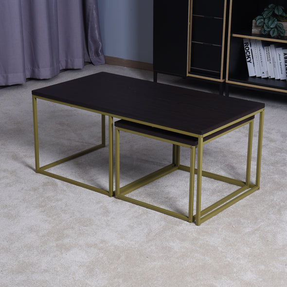 Living Room Coffee Table with MDF Top, Nesting Table with Metal Legs