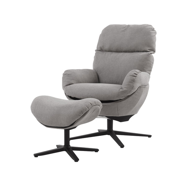 glider chair w/ with ottoman, swivel lounge chair W/ ottoman, accent lazy recliner , arm chair /rocking footstool,aluminum alloy  base, comfy fabric leisure sofa chair300LB warm grey