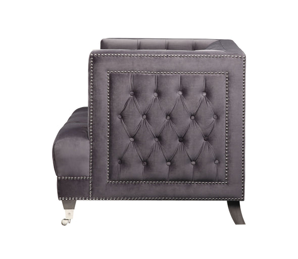Hegio Sofa w/2 Pillows, Gray Velvet 55265