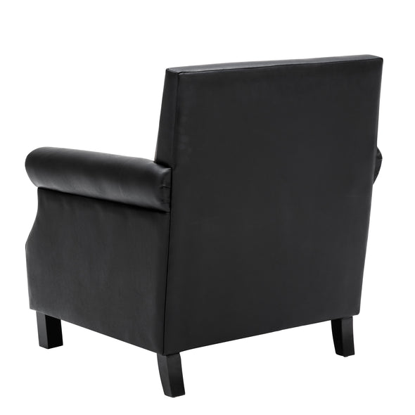 Hengming Living Traditional Upholstered PU Leather Club Chair with Nailhead Trim, ,Black