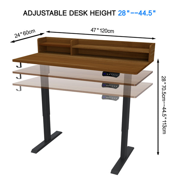 47  Electric Height Adjustable Office Desk with bookshelf