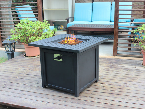 Upland 30  Slat Top Gas Fire Pit Table-Brown