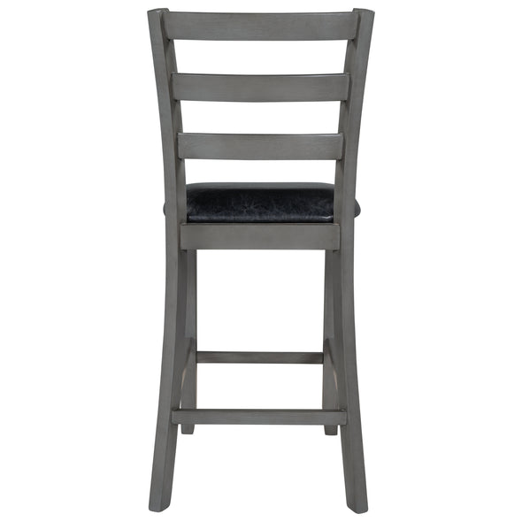 Set of 4 Wooden Counter Height Dining Chair with Padded Chairs, Gray