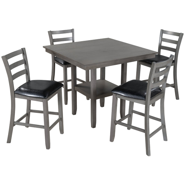 Set of 4 Wooden Counter Height Dining Chair with Padded Chairs, Gray