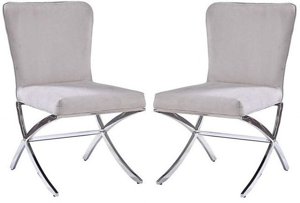 Daire Side Chair (Set-2) in Velvet  Chrome 71182