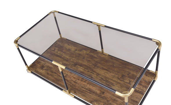 Heleris Console Table in Black/Gold  Smoky Glass 90319
