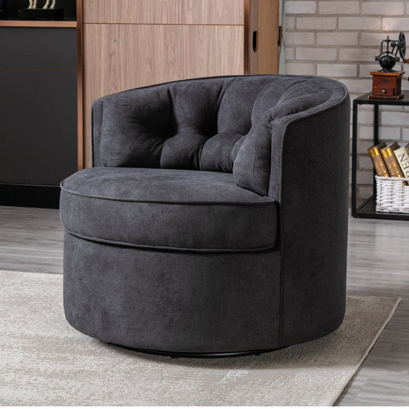 33  Wide Swivel Barrel Chair Comfy Tufted Back Accent Round Barrel Chair Leisure Chair for Living Room, Bedroom, Hotel