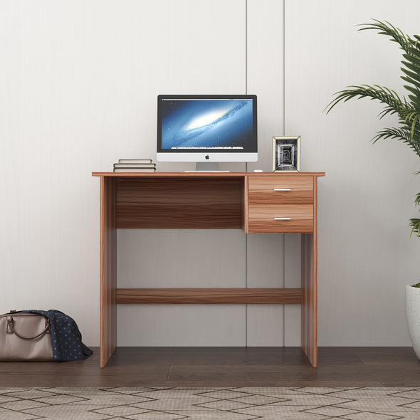 Computer Desk with 2 Pull Out Storage Drawers and Stable Wooden Frame, OAK