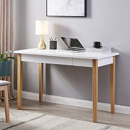 Home Office Desk Large Computer Desk Study Desk Writing Table Workstation with Solid Wood Legs  1 Drawer