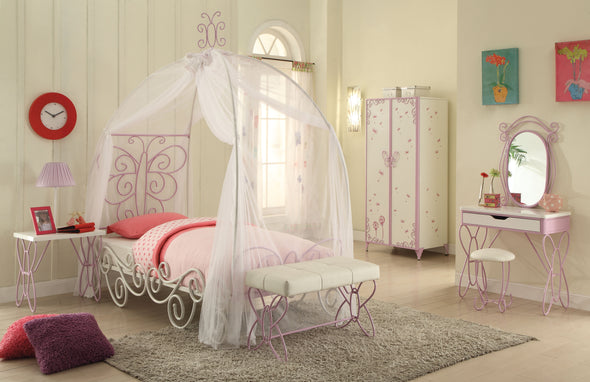 Priya II Full Bed in White  Light Purple 30535F