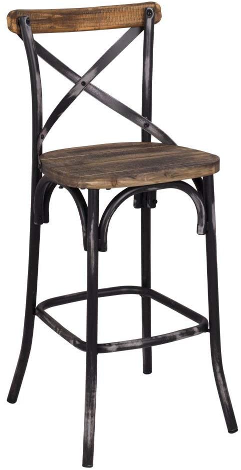 Zaire Bar Chair (1Pc) in Antique Black  Antique Oak 96640