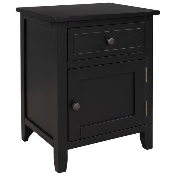 U_Style 1 Drawer Nightstand Solid Wood, with 1 Cabinet