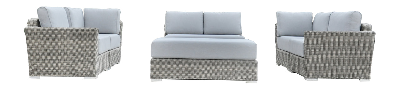 6 Piece Rattan Sectional Seating Group with Cushions (Color:LIGHT GREY)