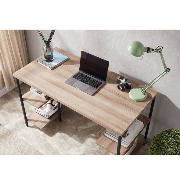 Office Computer Desk with Shelves on Both Sides, Light Grey (47 x23.6 29.3 )