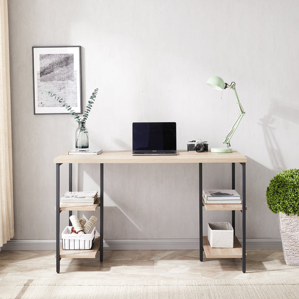 Office Computer Desk with Shelves on Both Sides, Light Grey (47 x23.6 29.3 )