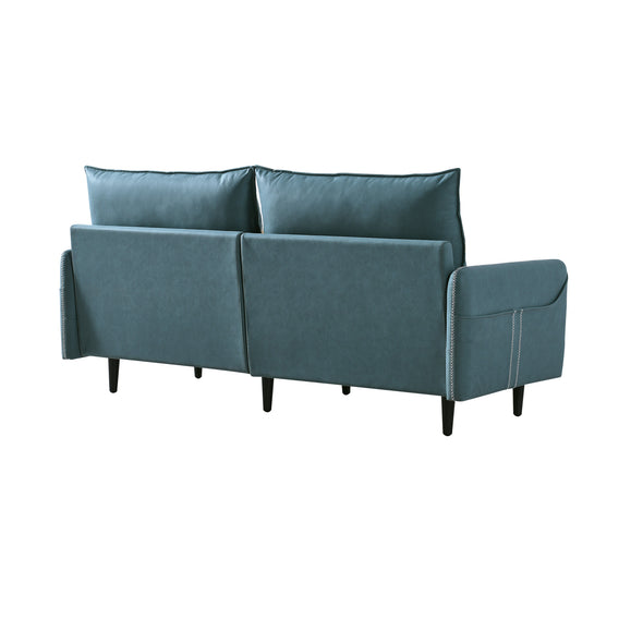 Sofa Couch, Mid-Century 3-Seat Tufted Love Seat for Living Room, Bedroom, Office, Apartment, Dorm, Studio and Small Space, 2Pillows Included(Light Blue)