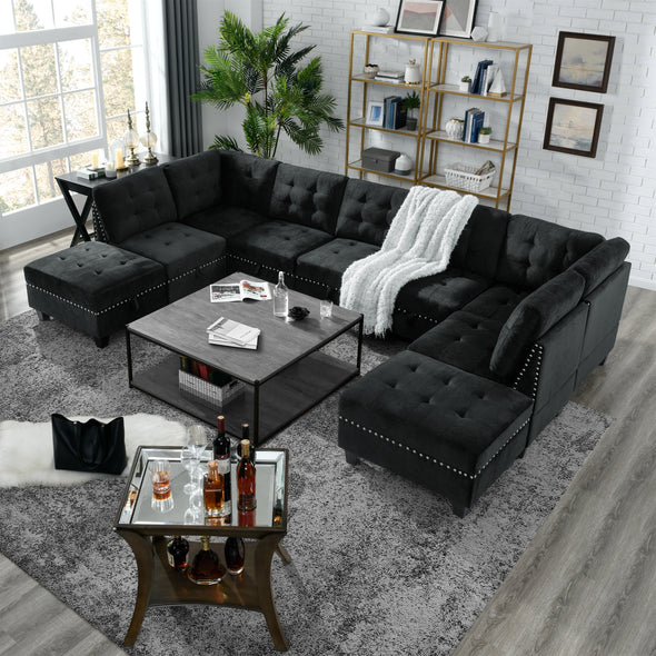 Corner Sofa for Modular Sectional,Black Velvet （31.5&ldquo;x31.5&rdquo;x36.5&ldquo;）