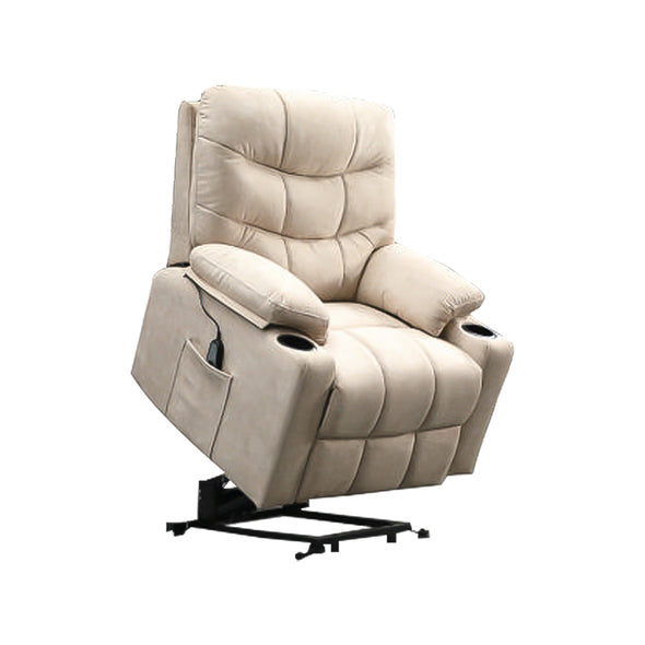 Modern lift chair Electric lift recliner  suitable for the elderly, heavy recliner, with modern padded arms and back, color ivory  (size 34.5*37*41 H inchs)