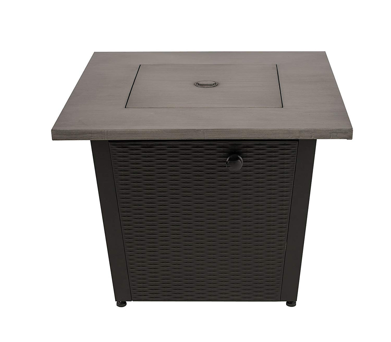 50,000 BTU 32inch Square Outdoor Propane Fire Pits Table, Gray Wood Grain Table Top with Lid, ETL Certification