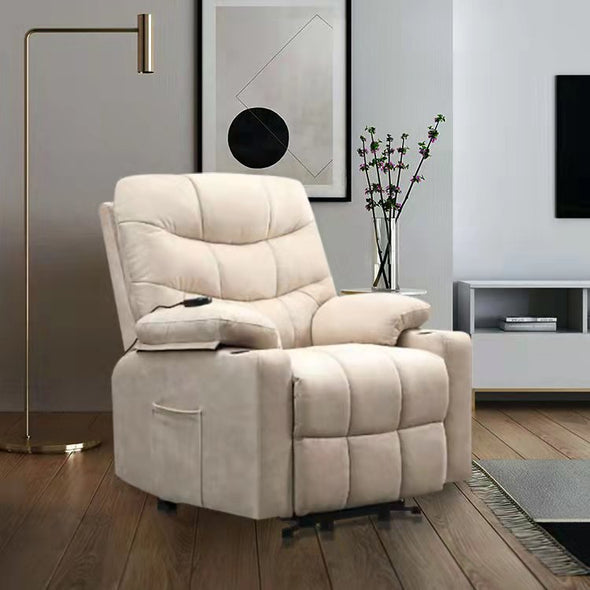 Modern lift chair Electric lift recliner  suitable for the elderly, heavy recliner, with modern padded arms and back, color ivory  (size 34.5*37*41 H inchs)