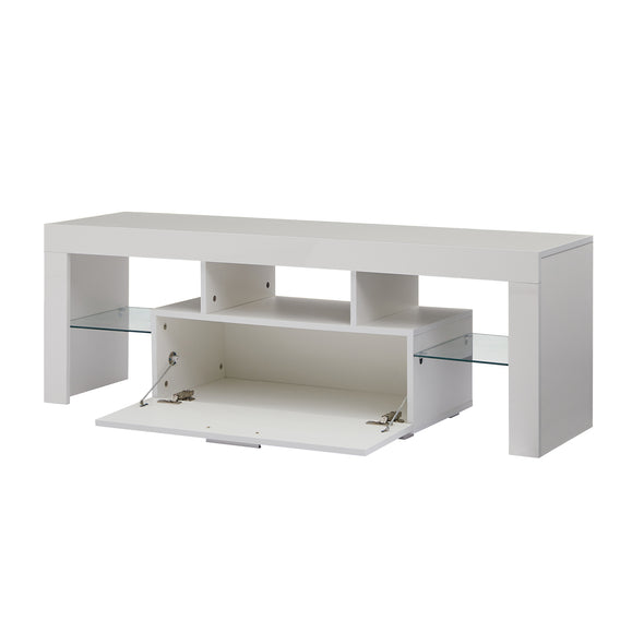 20 minutes quick assemble White morden TV Stand with LED Lights