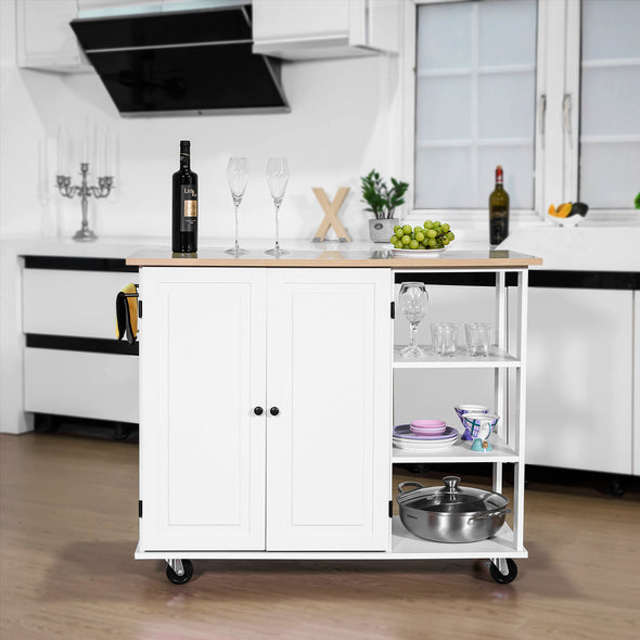 White Kitchen Cart, Melamine board top with MDF frame