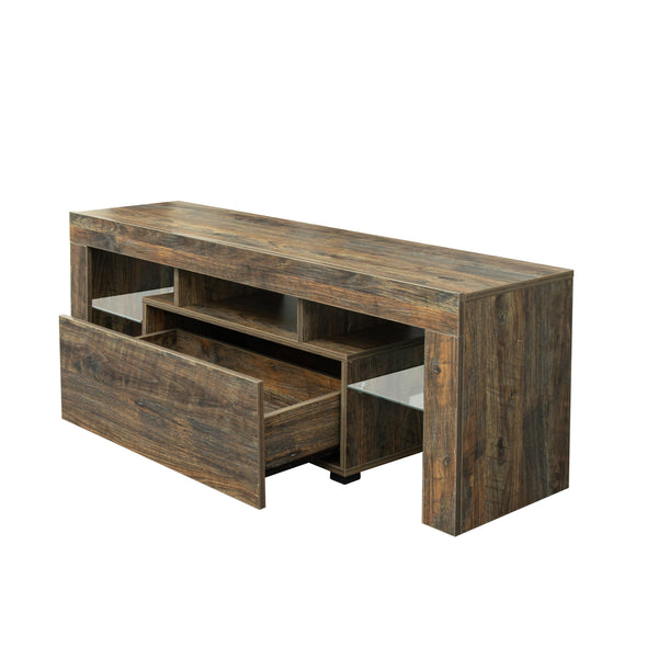 TV Stand with LED RGB Lights,Flat Screen TV Cabinet, Gaming Consoles - in Lounge Room, Living Room and Bedroom,GREY OAK