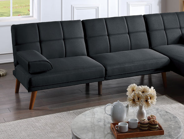 Black Color Polyfiber Sectional Sofa Set Living Room Furniture Solid wood Legs Tufted Couch Adjustable Sofa Chaise