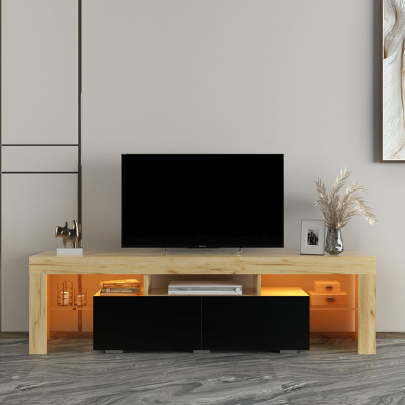 Living Room Simple Design TV Stand Cabinet,Oak,Black
