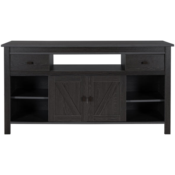 [Christmas Deal] ON-TREND Modern, Stylish Functional Furnishing Particleboard TV Stand with Two Drawers and Open Style Shelves Sliding Doors and Adjustable Shelf, Espresso