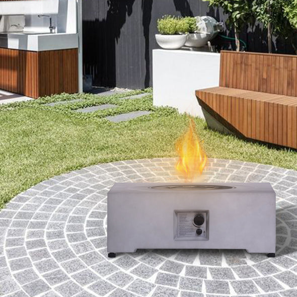 40,000BTU Exterior Faux Stone Propane Fire Pit with Water Proof Cover and Lava Rock
