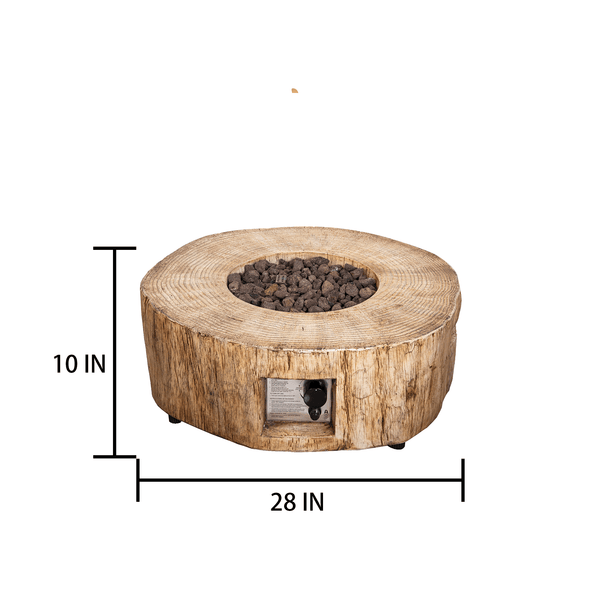 28'' Ore Powder 30,000 BTU Exterior Faux Stone Propane Fire Pit with Water Proof Cover and Lava Rock