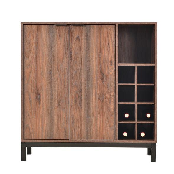 K&K Sideboards and Buffets With Storage Coffee Bar Cabinet Wine Racks Storage Server Dining Room Console 34 Inch（Dark brown）