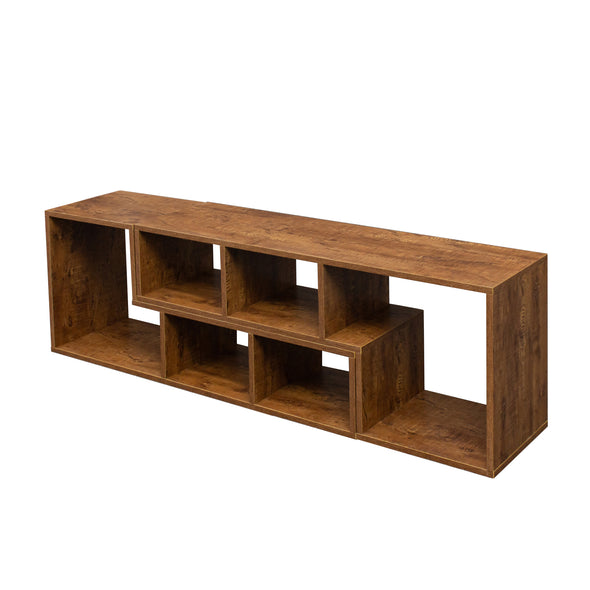 Double L-Shaped TV Stand,Display Shelf ,Bookcase for Home Furniture,Walnut